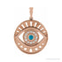 Sapphire Row Natural Gemstone Evil Eye Disc Pendant - Turquoise, 14K Rose Gold