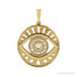 Sapphire Row Natural Gemstone Evil Eye Disc Pendant - Ethiopian Opal, 14K Yellow Gold