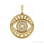 Sapphire Row Natural Gemstone Evil Eye Disc Pendant - Ethiopian Opal, 14K Yellow Gold