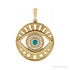 Sapphire Row Natural Gemstone Evil Eye Disc Pendant - Turquoise, 14K Yellow Gold