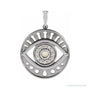 Sapphire Row Natural Gemstone Evil Eye Disc Pendant - Ethiopian Opal, 14K White Gold