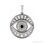 Sapphire Row Natural Gemstone Evil Eye Disc Pendant - Black Onyx, Platinum