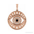 Sapphire Row Natural Gemstone Evil Eye Disc Pendant - Black Onyx, 14K Rose Gold