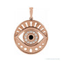 Sapphire Row Natural Gemstone Evil Eye Disc Pendant - Black Onyx, 14K Rose Gold