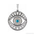 Sapphire Row Natural Gemstone Evil Eye Disc Pendant - Turquoise, 14K White Gold