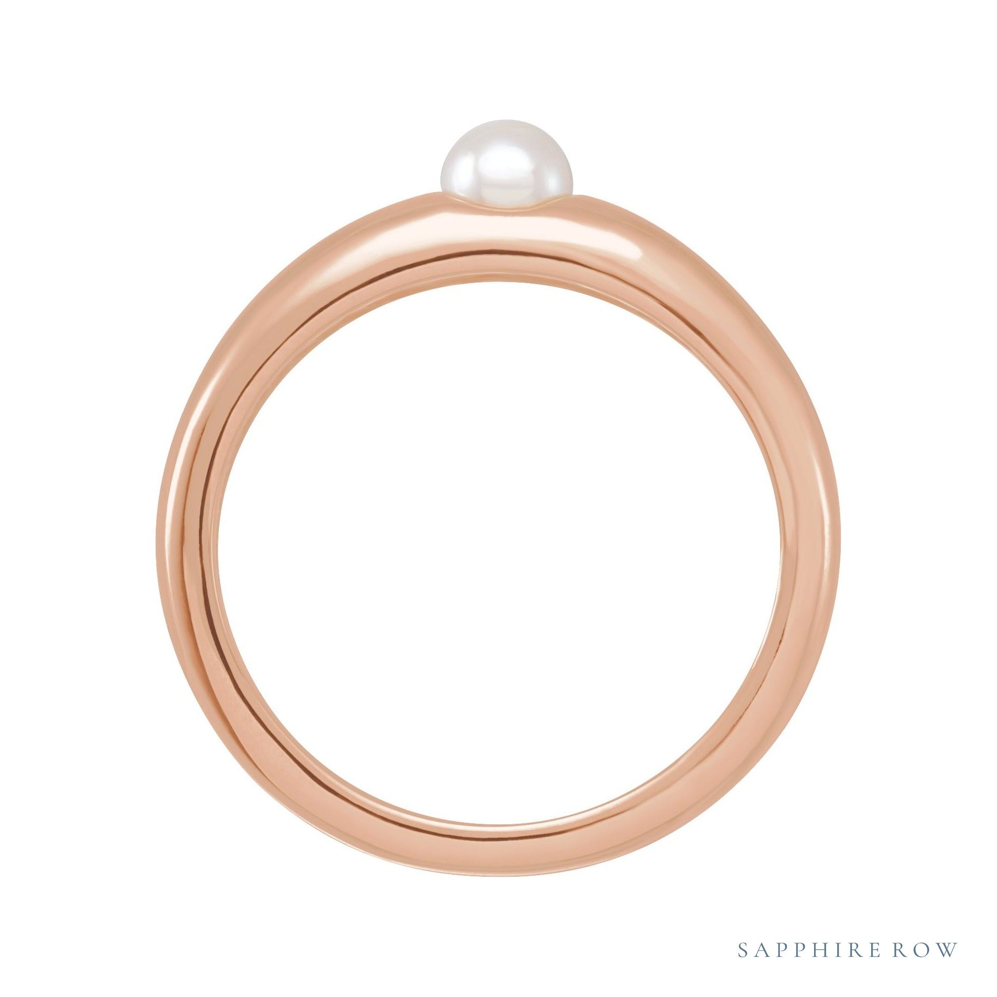 Sapphire Row Cultured Pearl Dome Ring - 14K Rose Gold (view 2)