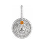 Sapphire Row Zodiac Charm Pendant - Leo, 14K White Gold