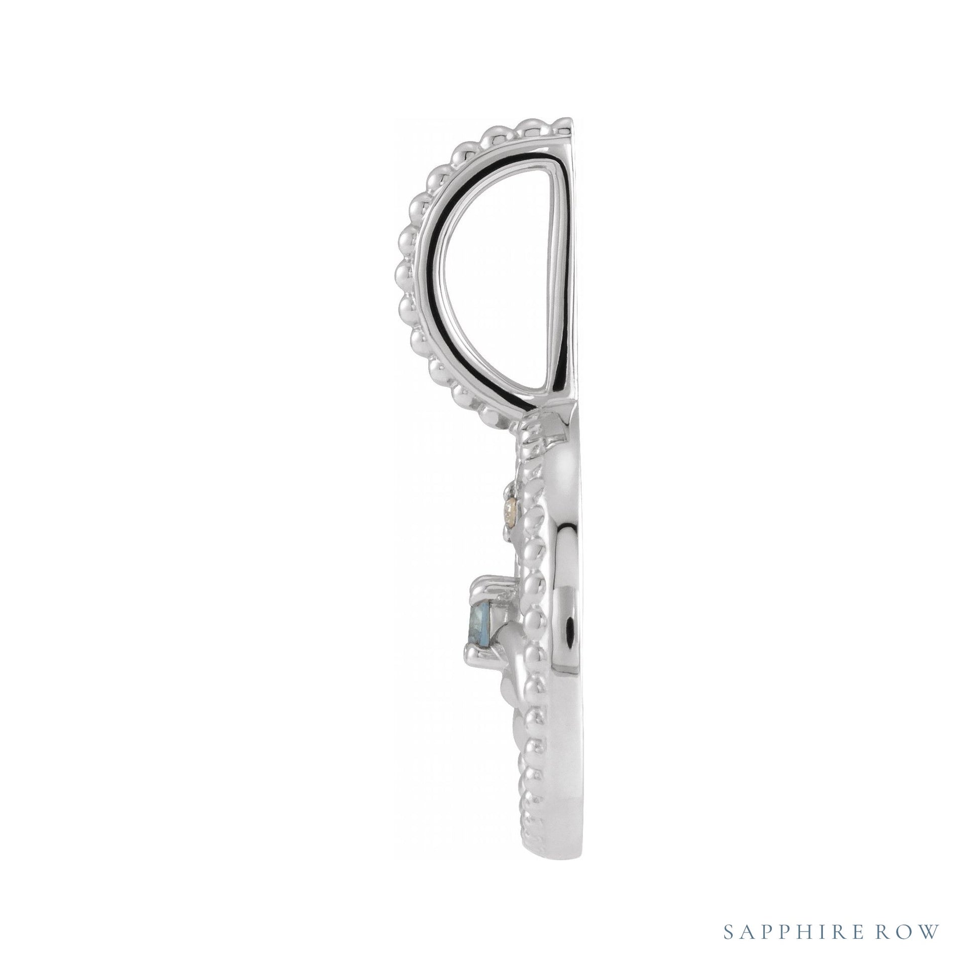 Sapphire Row Zodiac Charm Pendant - Cancer, 14K White Gold (view 2)