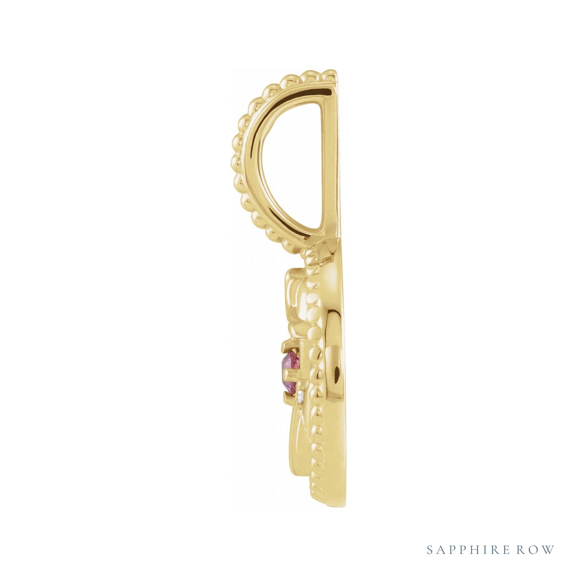 Sapphire Row Zodiac Charm Pendant - Pisces, 14K Yellow Gold (view 2)