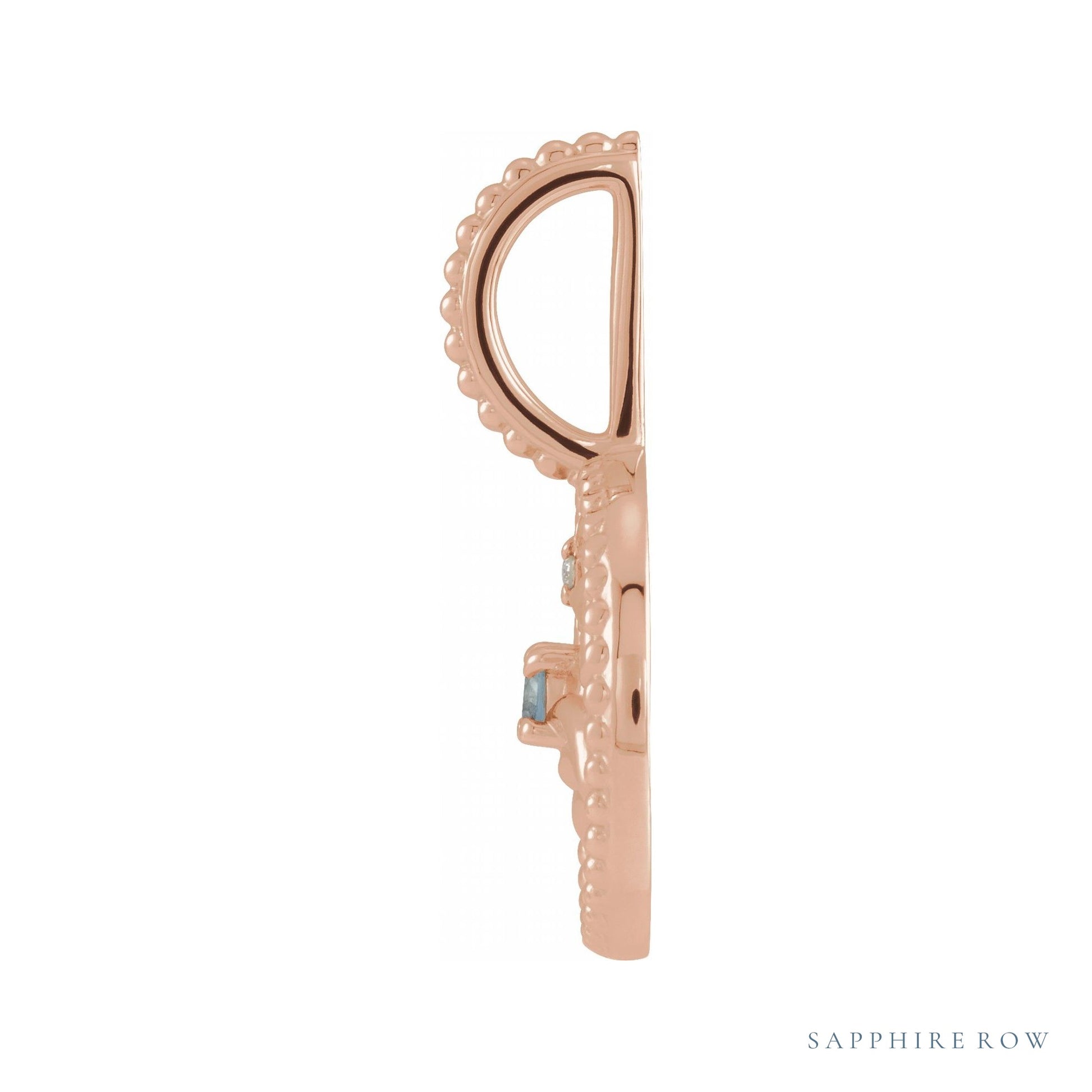 Sapphire Row Zodiac Charm Pendant - Cancer, 14K Rose Gold (view 2)