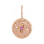 Sapphire Row Zodiac Charm Pendant - Pisces, 14K Rose Gold
