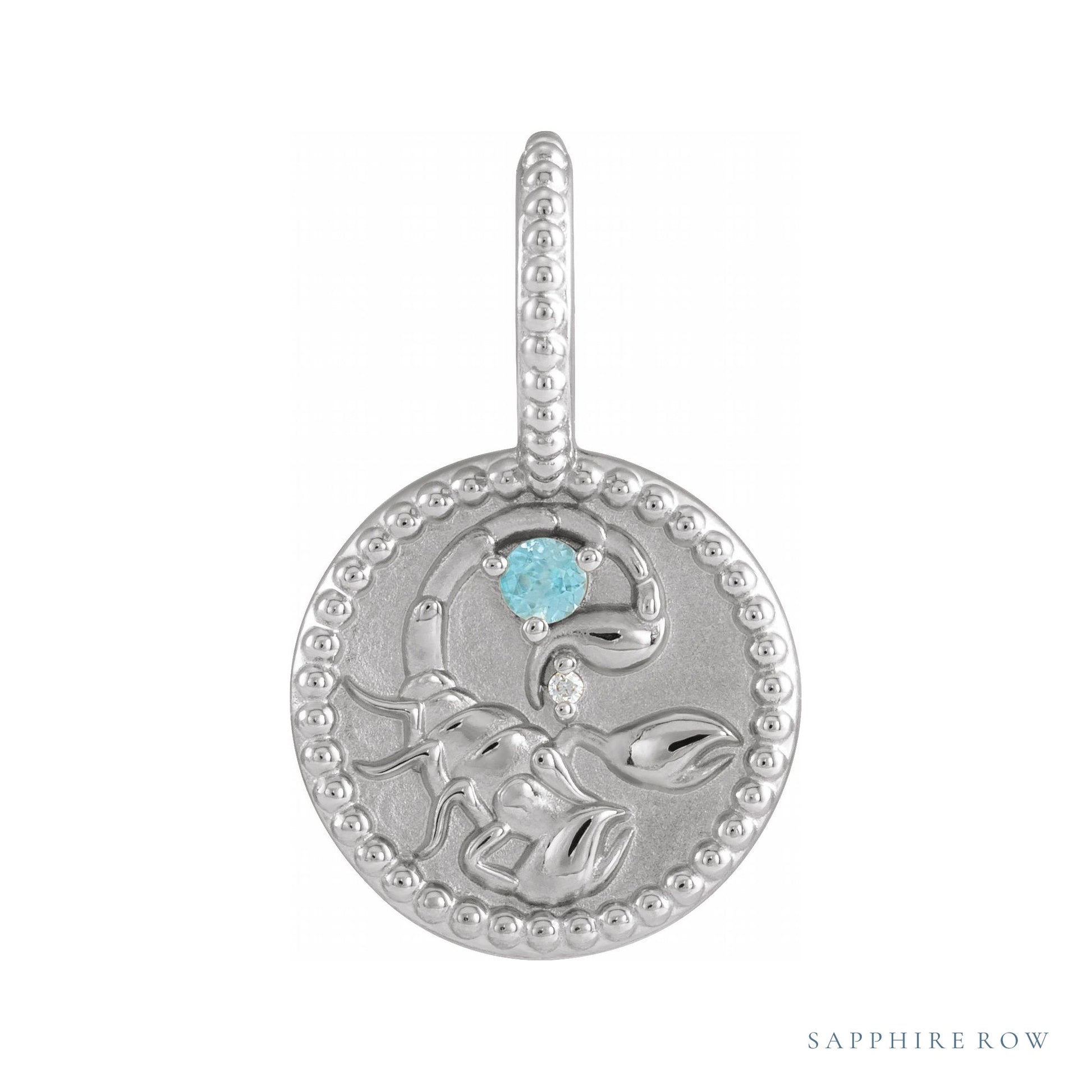 Sapphire Row Zodiac Charm Pendant - Scorpio, Platinum
