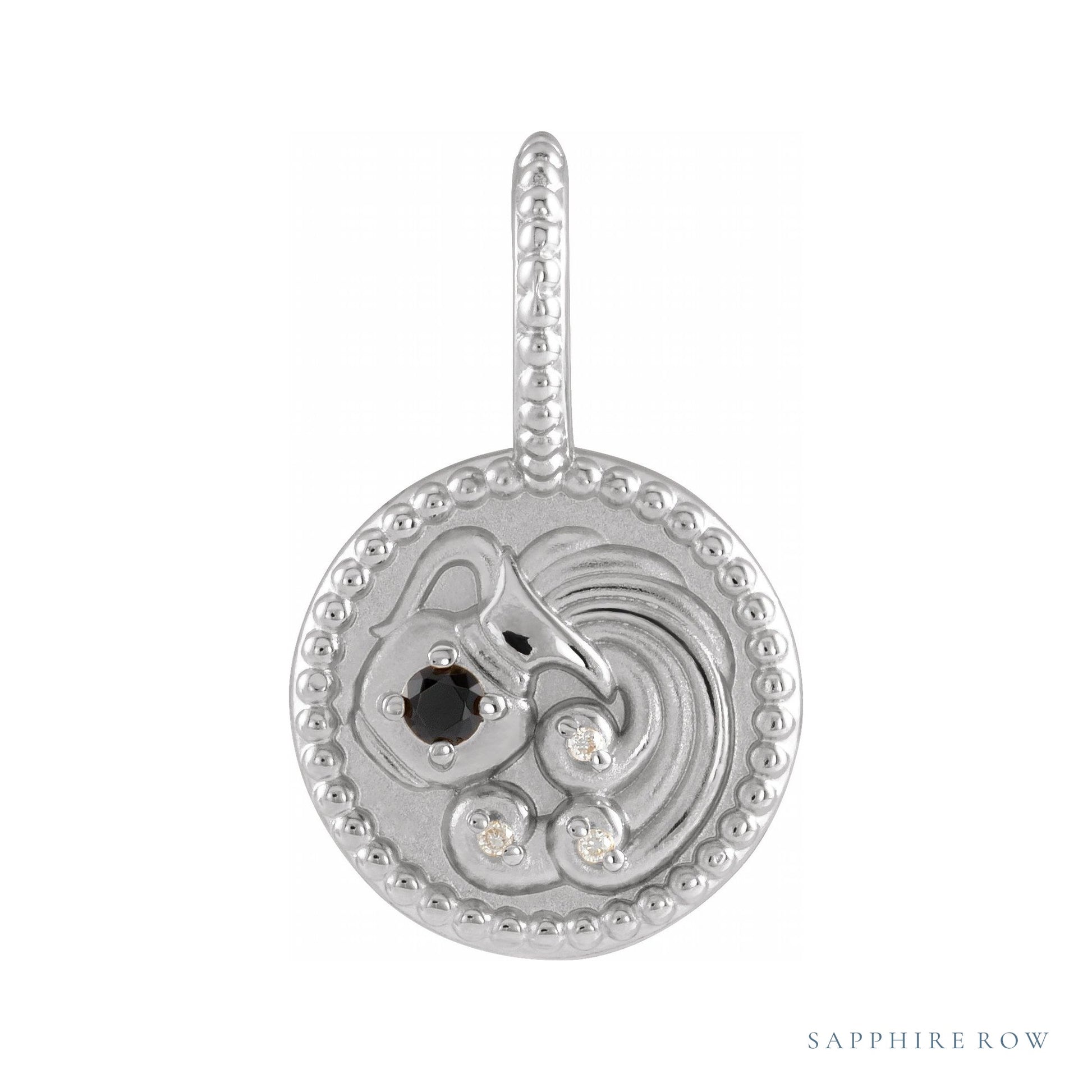 Sapphire Row Zodiac Charm Pendant - Aquarius, Platinum