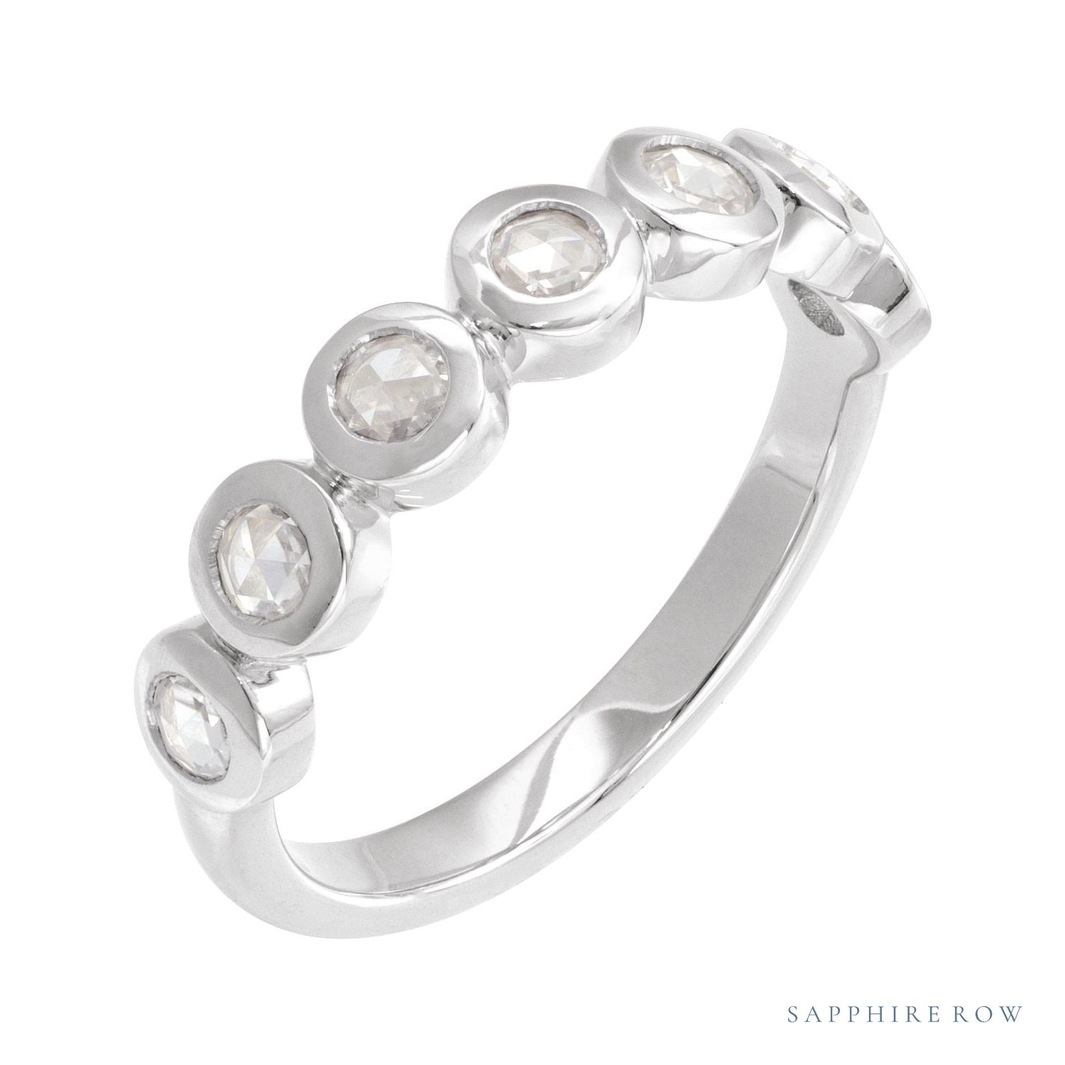 Sapphire Row Moissanite Cabochon Half Eternity Ring - Platinum