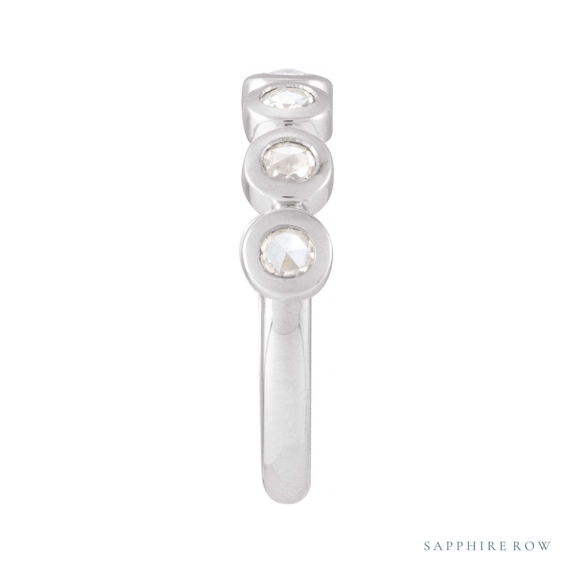 Sapphire Row Moissanite Cabochon Half Eternity Ring - Platinum (view 3)