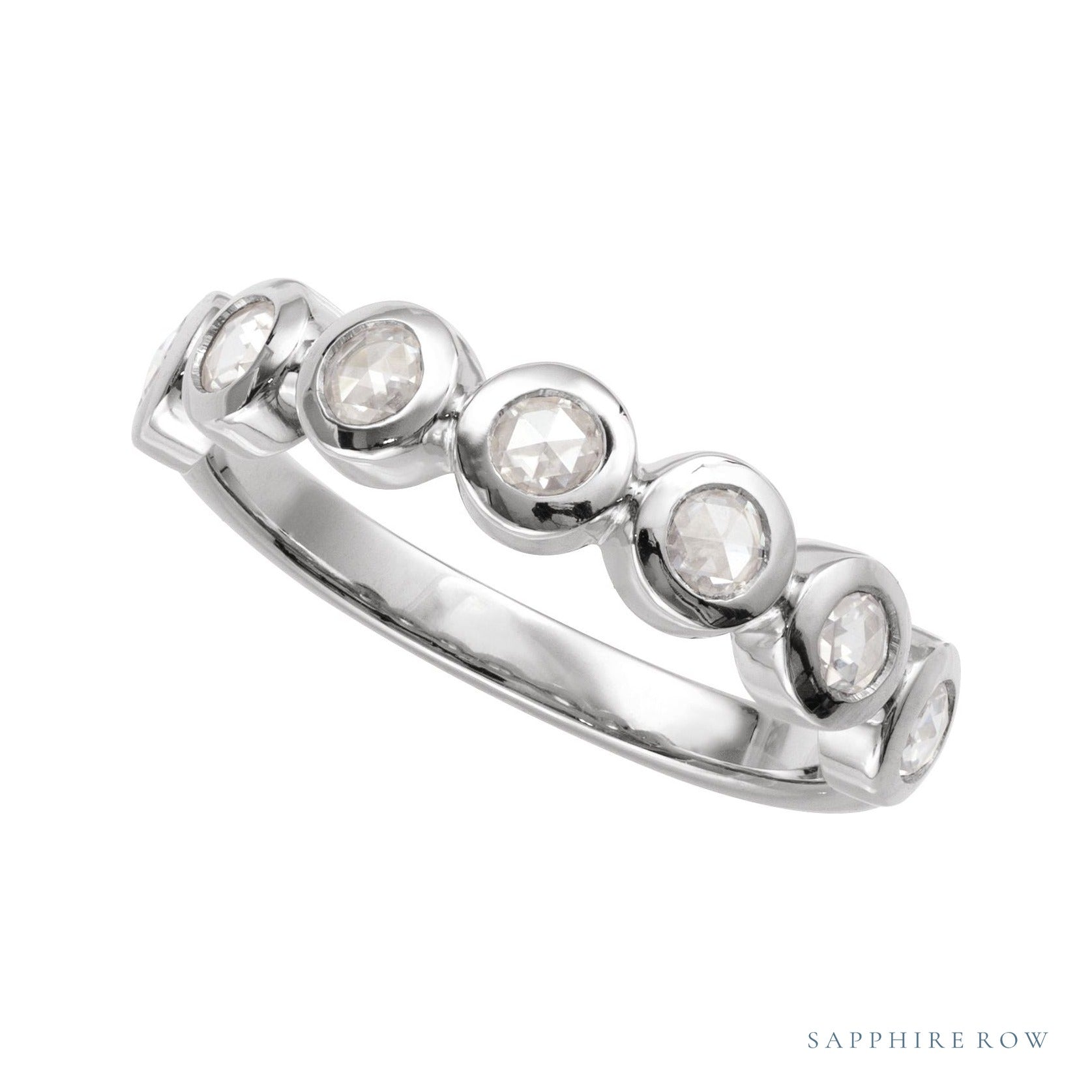 Sapphire Row Moissanite Cabochon Half Eternity Ring - Platinum (view 4)