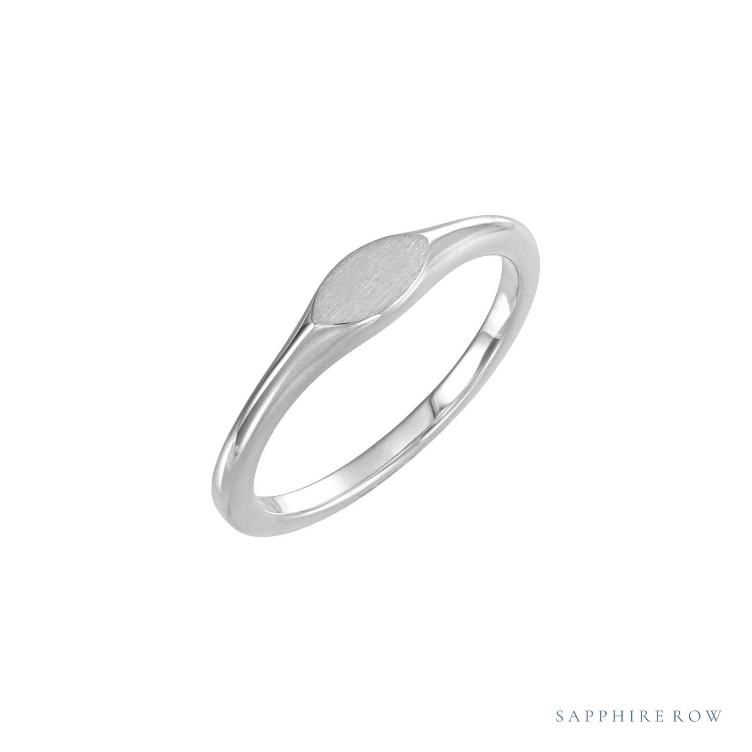 Sapphire Row Engravable Mini Signet Ring - Platinum