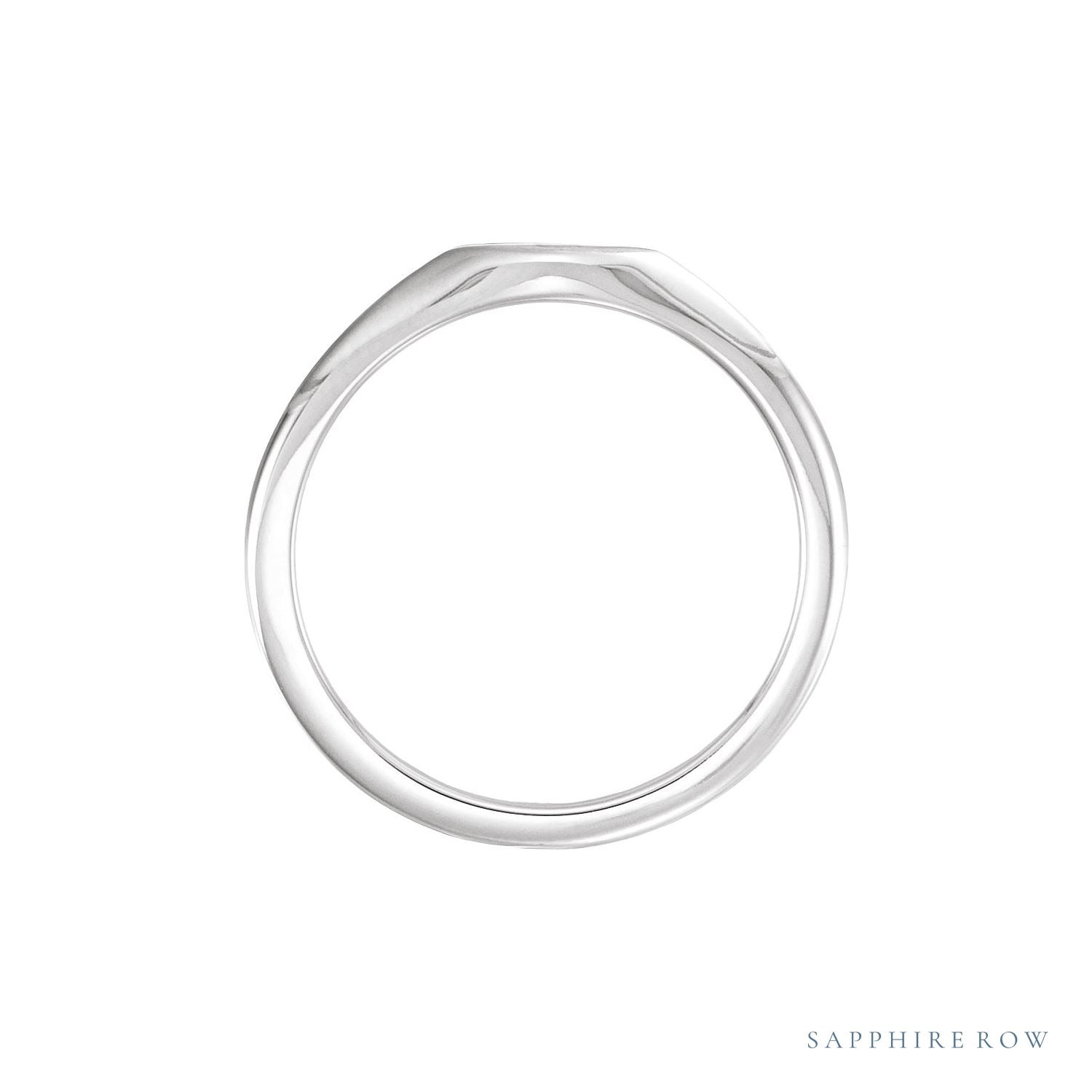 Sapphire Row Engravable Mini Signet Ring - Platinum (view 2)