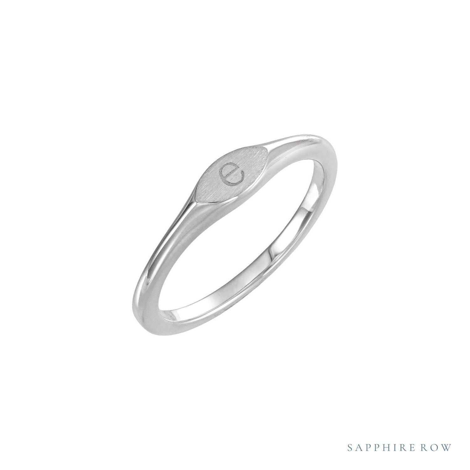 Sapphire Row Engravable Mini Signet Ring - Platinum (view 4)