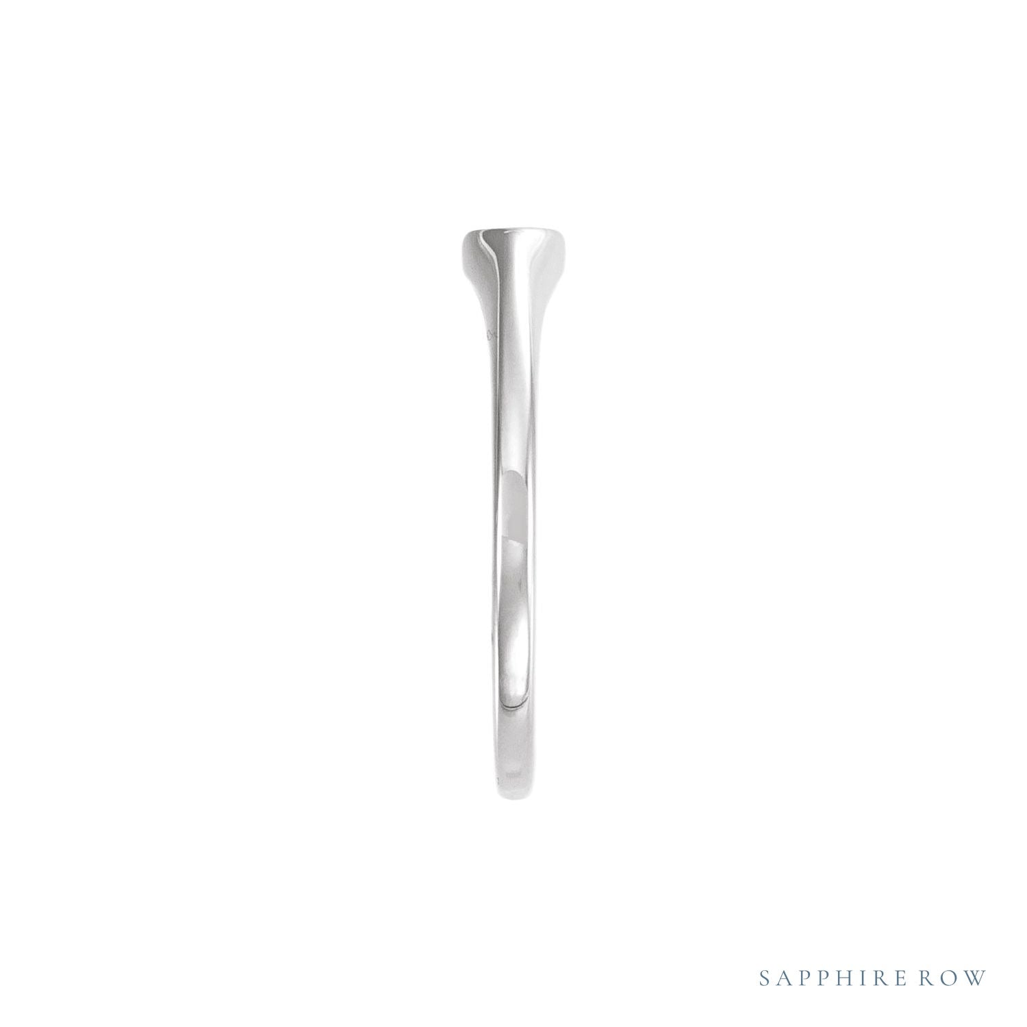 Sapphire Row Engravable Mini Signet Ring - 14K White Gold (view 3)