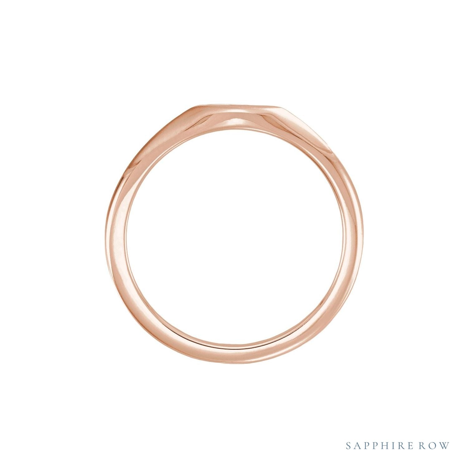 Sapphire Row Engravable Mini Signet Ring - 14K Rose Gold (view 2)