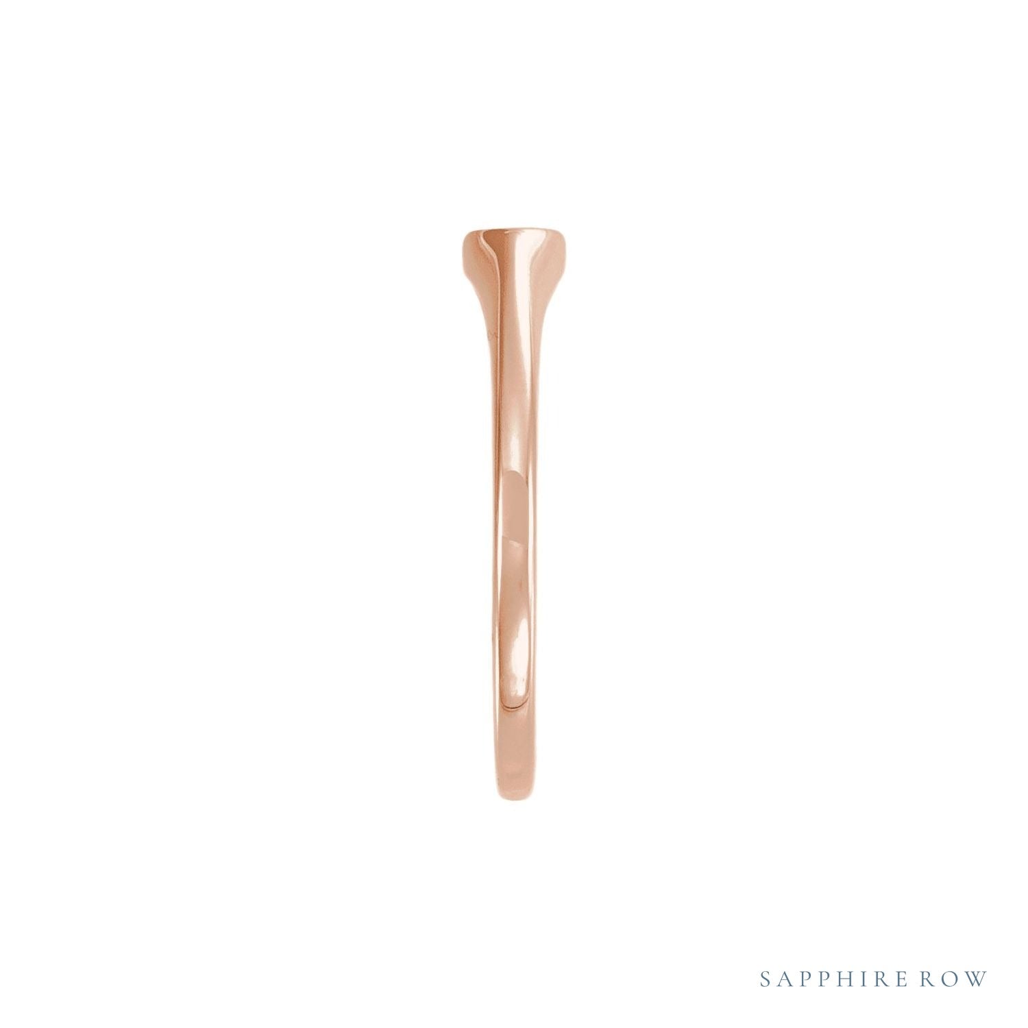 Sapphire Row Engravable Mini Signet Ring - 14K Rose Gold (view 3)