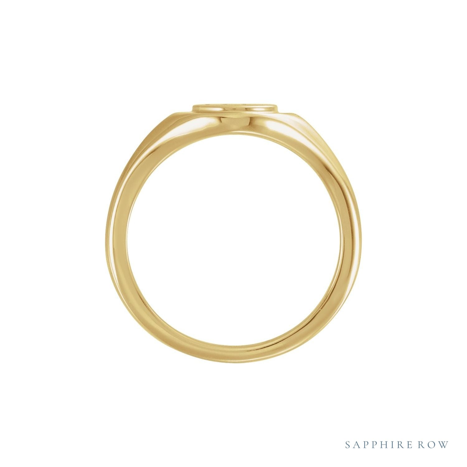 Sapphire Row Engravable Round Signet Ring - 14K Yellow Gold (view 3)