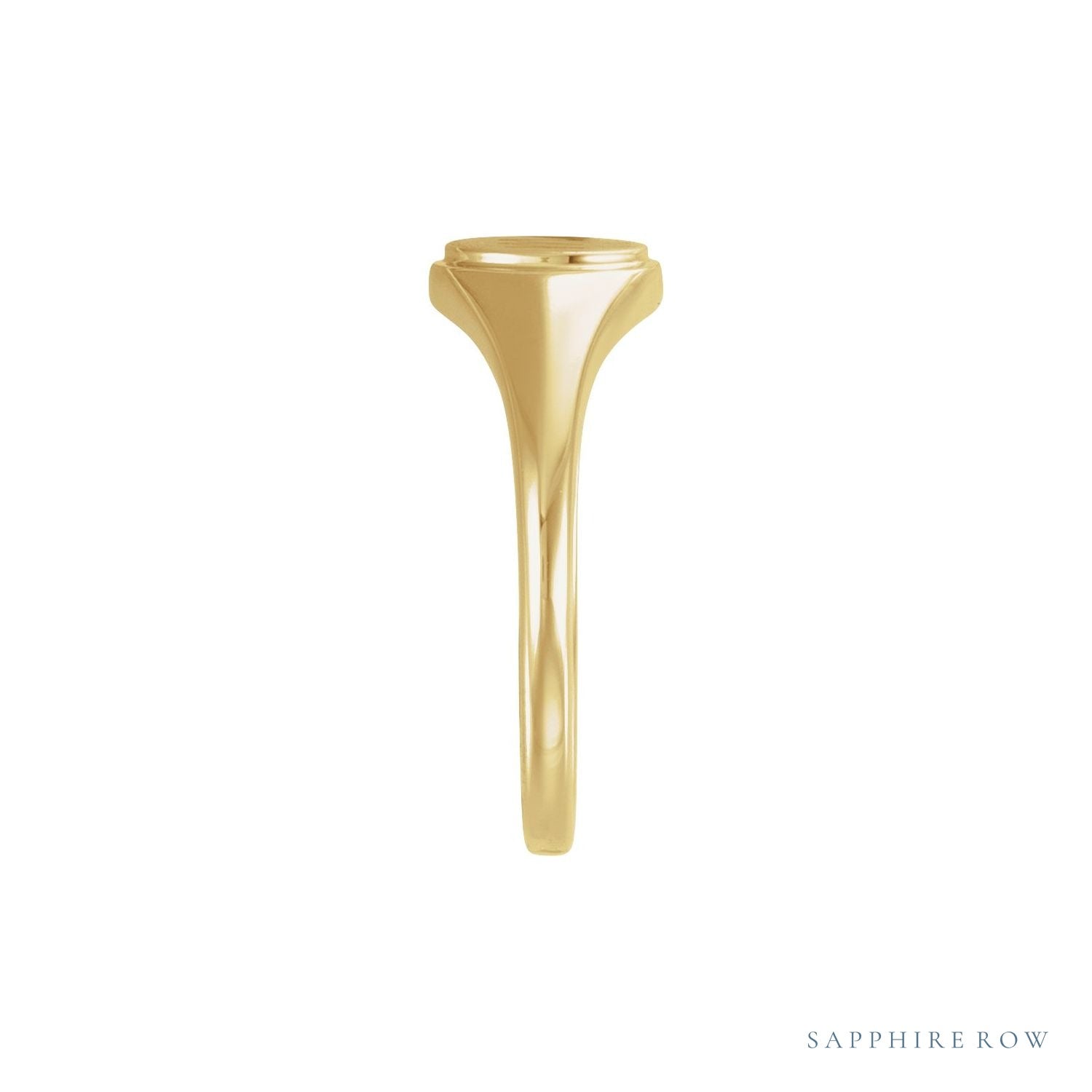 Sapphire Row Engravable Round Signet Ring - 14K Yellow Gold (view 4)