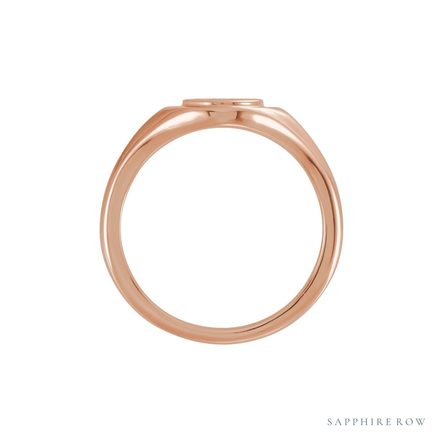 Sapphire Row Engravable Round Signet Ring - 14K Rose Gold (view 3)