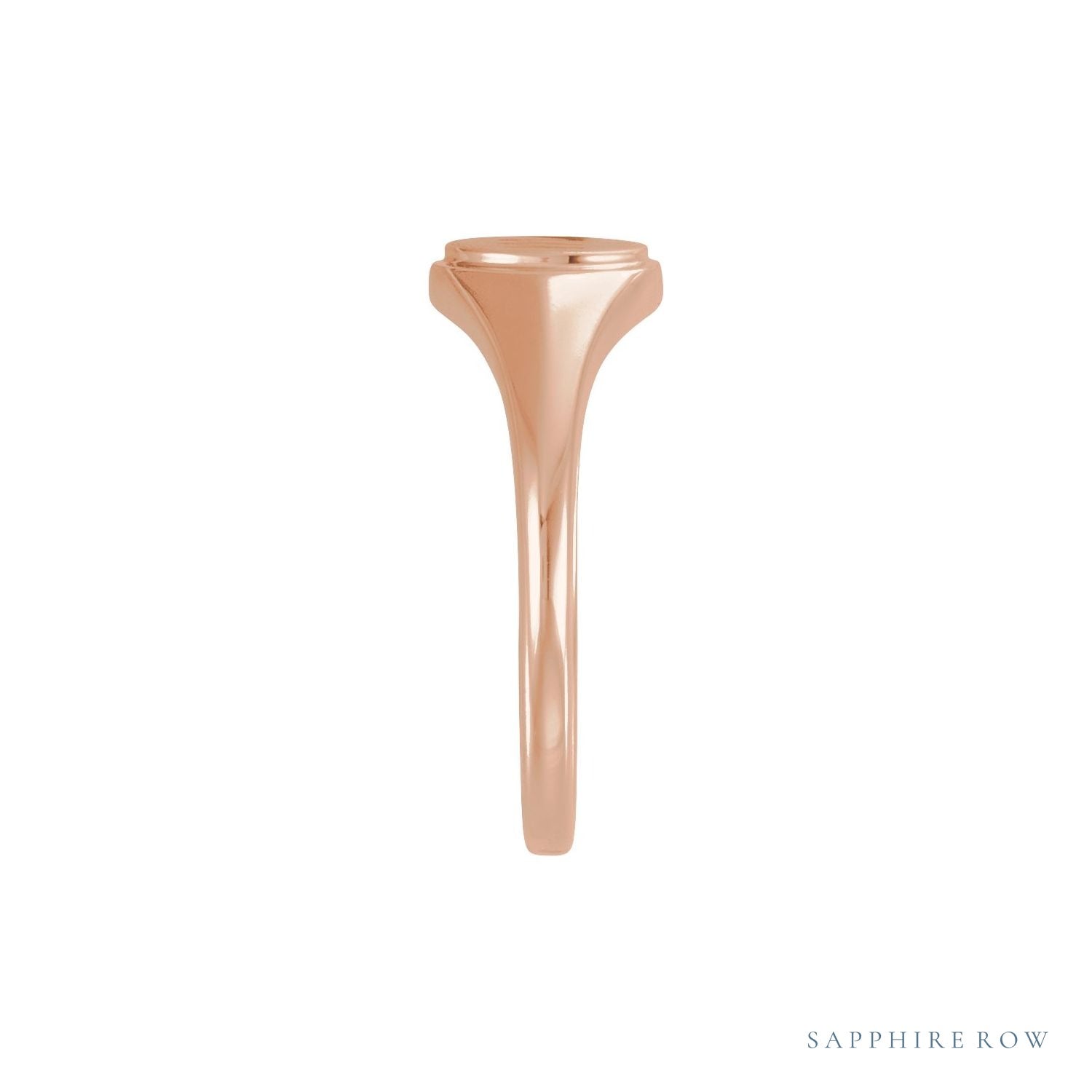 Sapphire Row Engravable Round Signet Ring - 14K Rose Gold (view 4)