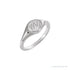 Sapphire Row Engravable Round Signet Ring - Platinum (view 2)