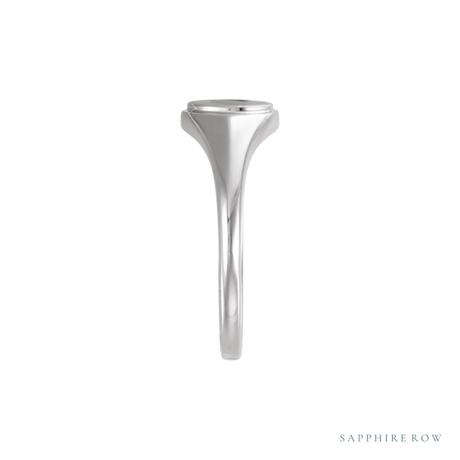 Sapphire Row Engravable Round Signet Ring - Platinum (view 4)