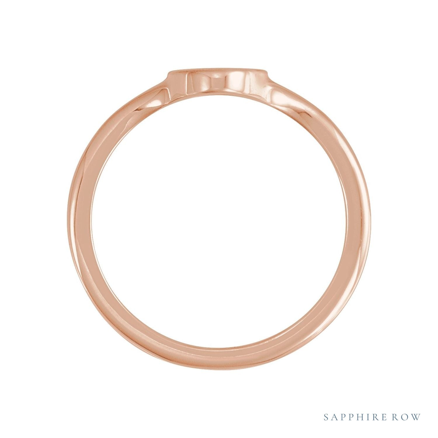 Sapphire Row Engravable Oval Signet Ring - 14K Rose Gold (view 2)