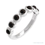 Sapphire Row Natural Cabochon Bezel Half Eternity Ring - Black Onyx, 14K White Gold