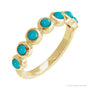 Sapphire Row Natural Cabochon Bezel Half Eternity Ring - Turquoise, 14K Yellow Gold
