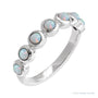 Sapphire Row Natural Cabochon Bezel Half Eternity Ring - White Opal, 14K White Gold