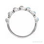 Sapphire Row Natural Cabochon Bezel Half Eternity Ring - White Opal, 14K White Gold (view 2)