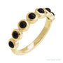 Sapphire Row Natural Cabochon Bezel Half Eternity Ring - Black Onyx, 14K Yellow Gold