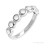 Sapphire Row Natural Cabochon Bezel Half Eternity Ring - Rainbow Moonstone, Platinum