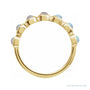 Sapphire Row Natural Cabochon Bezel Half Eternity Ring - White Opal, 14K Yellow Gold (view 2)