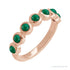 Sapphire Row Natural Cabochon Bezel Half Eternity Ring - Emerald, 14K Rose Gold