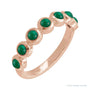 Sapphire Row Natural Cabochon Bezel Half Eternity Ring - Emerald, 14K Rose Gold