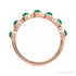 Sapphire Row Natural Cabochon Bezel Half Eternity Ring - Emerald, 14K Rose Gold (view 2)
