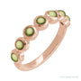 Sapphire Row Natural Cabochon Bezel Half Eternity Ring - Peridot, 14K Rose Gold