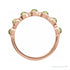 Sapphire Row Natural Cabochon Bezel Half Eternity Ring - Peridot, 14K Rose Gold (view 2)