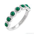 Sapphire Row Natural Cabochon Bezel Half Eternity Ring - Emerald, 14K White Gold