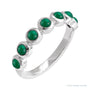 Sapphire Row Natural Cabochon Bezel Half Eternity Ring - Emerald, 14K White Gold