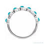 Sapphire Row Natural Cabochon Bezel Half Eternity Ring - Turquoise, Platinum (view 2)