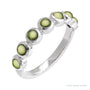 Sapphire Row Natural Cabochon Bezel Half Eternity Ring - Peridot, Platinum