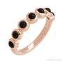 Sapphire Row Natural Cabochon Bezel Half Eternity Ring - Black Onyx, 14K Rose Gold